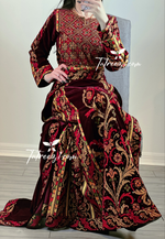 Load image into Gallery viewer, Maroon Stunning Velvet Thoub With Removable Skirt

