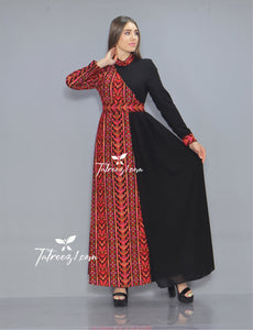 Elegant Embroidery HighNeck  Long Dress Tatreez