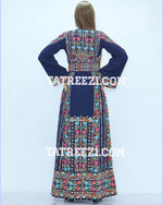 Charger l&#39;image dans la galerie, Multicolor Blue Embroidered Jordanian Palestinian Thoub Dress
