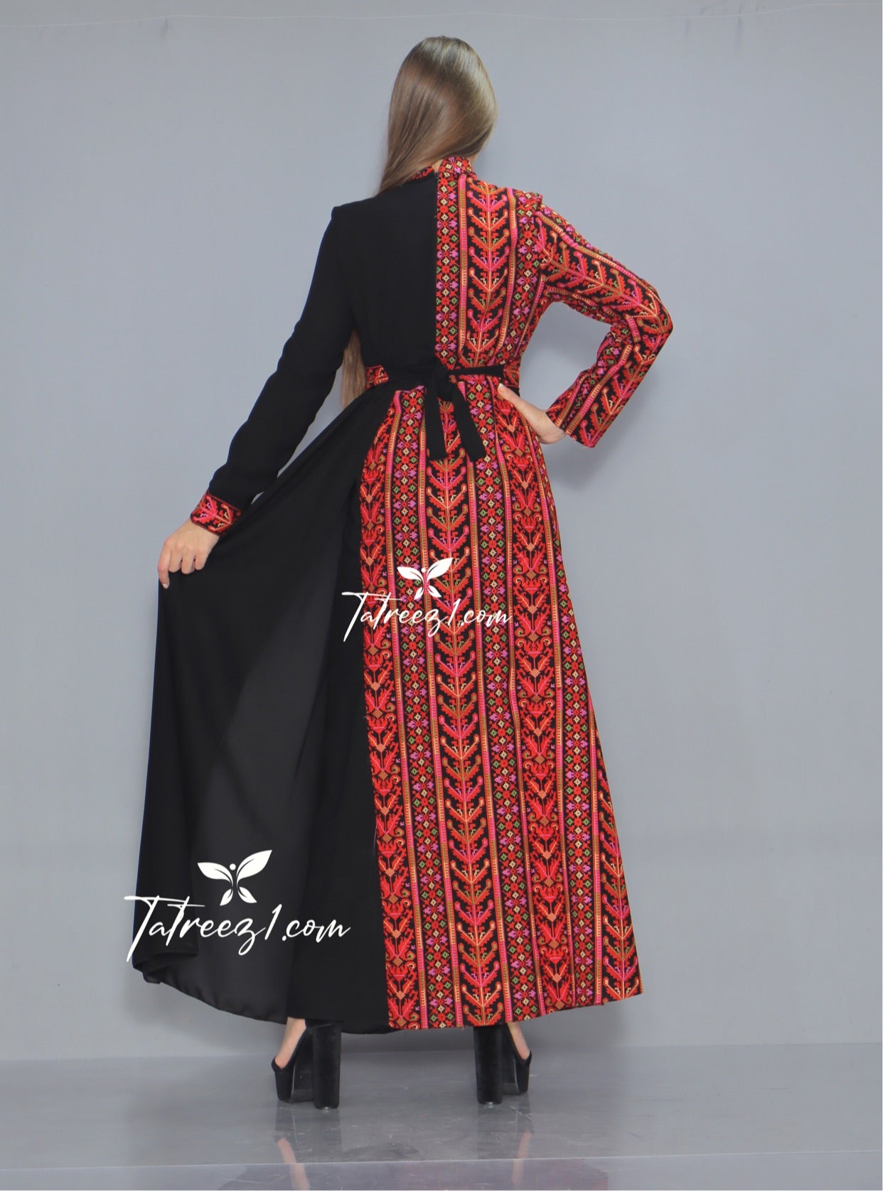 Elegant Embroidery HighNeck  Long Dress Tatreez