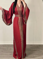 Load image into Gallery viewer, Maroon The modest style Dubai abaya stone
