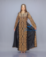 Load image into Gallery viewer, Gold Color Fully Embroidery Thoub Skirt Dress
