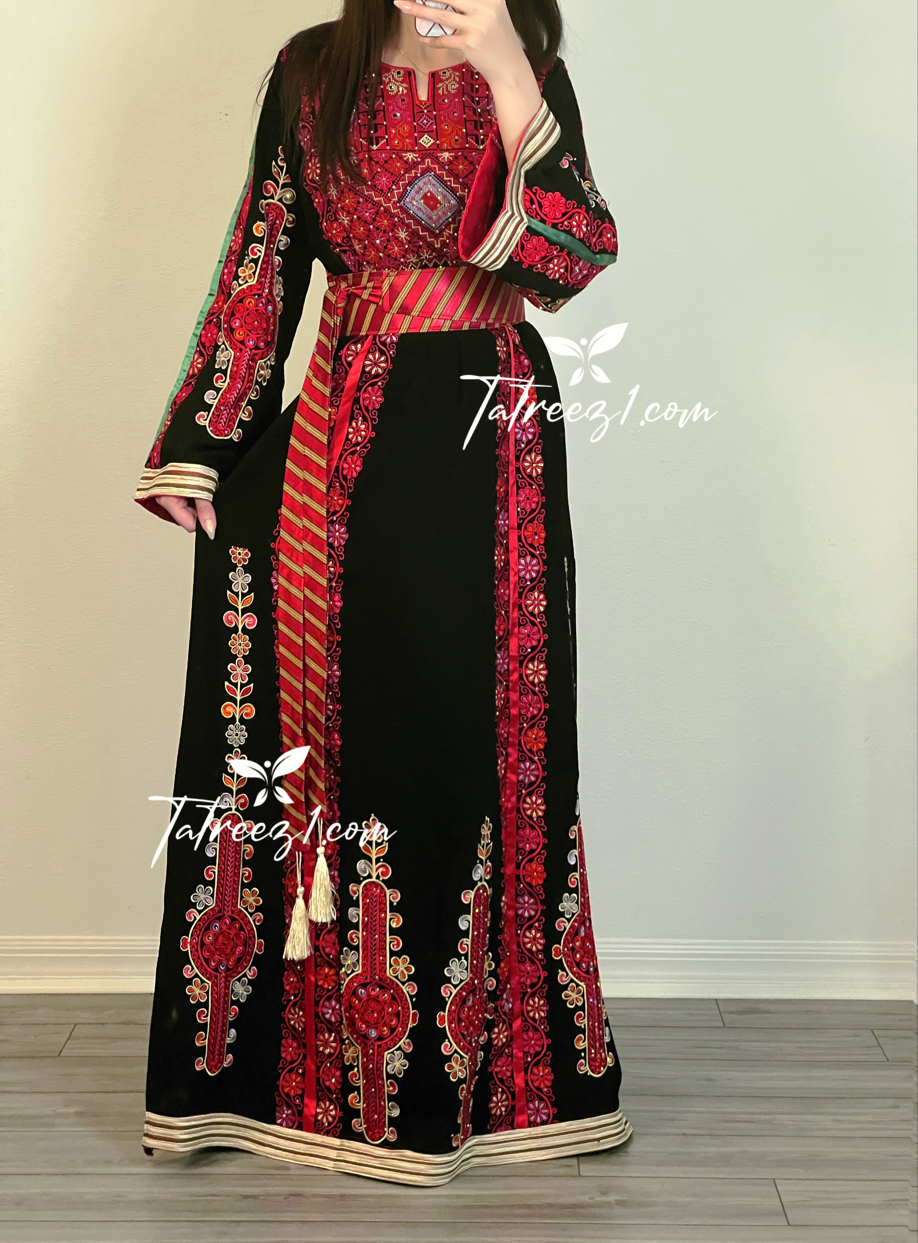 Red & Black Stylish Beautiful Palestinian Embroidery