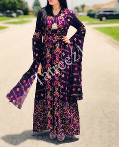 Modest Draped Sleeve flowers Embroidery 2 PC Dress