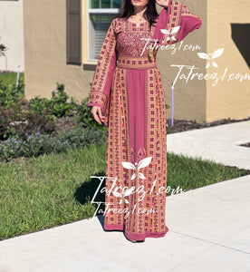 Pink Traditional Embroidered Palestinian Fellahi Thobe