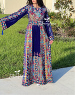 Load image into Gallery viewer, New Collections Blue Embroidery Elegant Velvet Palestinian Thoub
