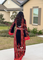 Load image into Gallery viewer, Red Traditional  Thoub  Embroidery Stone  Thobe with Matching Embroidery Belt
