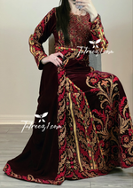 Load image into Gallery viewer, Maroon Stunning Velvet Thoub With Removable Skirt
