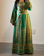 Load image into Gallery viewer, Stunning Green Traditional Embroidery Thoub Stone Wide Sleeve Elegant
