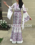 Charger l&#39;image dans la galerie, Miss Princess Off White With Purple Embroidery Long Thoub Dress
