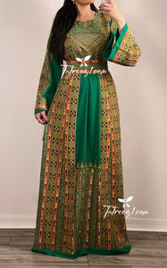 Beautiful Green Traditional Thoub Embroidery Elegant