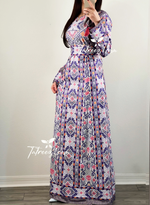 Load image into Gallery viewer, Purple Kashmir Sleeve Stoned Fully  Embroidery Thobe with Reversible Belt
