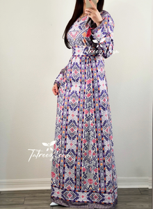 Purple Kashmir Sleeve Stoned Fully  Embroidery Thobe with Reversible Belt