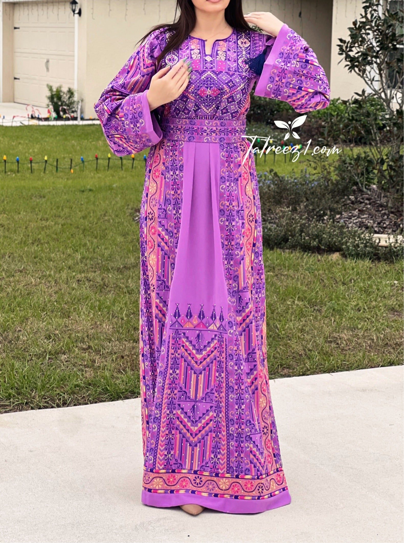 The Lavender Astonishing Palstainen Embroidery Traditional Long Thoub