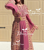 Load image into Gallery viewer, Pink Traditional Embroidered Palestinian Fellahi Thobe
