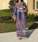 Load image into Gallery viewer, Stunning Blue Traditional Embroidery Thoub Stone Wide Sleeve Elegant
