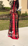 Black Velvet Malacca Red Embroidered Palestinian Fellahi Thobe