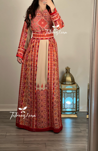 Cappuccino Multicolor Delicate Malacca with Kashmir Stone Embroidery Thobe with Reversible Belt