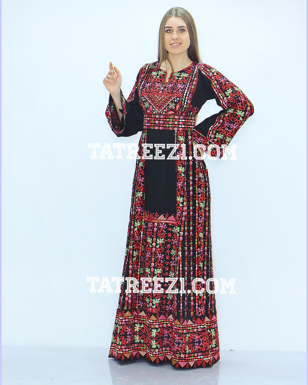 Stunning Modern Red Embroidery Thoub