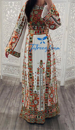 Load image into Gallery viewer, White/Green Malakh High Quality Stone Embroidery Thobe
