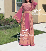 Load image into Gallery viewer, Pink Traditional Embroidered Palestinian Fellahi Thobe
