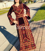 Load image into Gallery viewer, The Luxury Embroidery Elegant Velvet Palestinian Thoub
