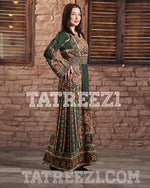 Load image into Gallery viewer, New Collections Green Embroidered Thobe Jordanian Palestinian Thoub Dress
