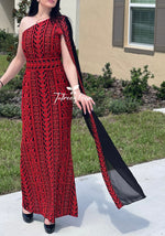 Load image into Gallery viewer, Stunning Red Carpet One Shoulder Fully Embroidery Long Dress
