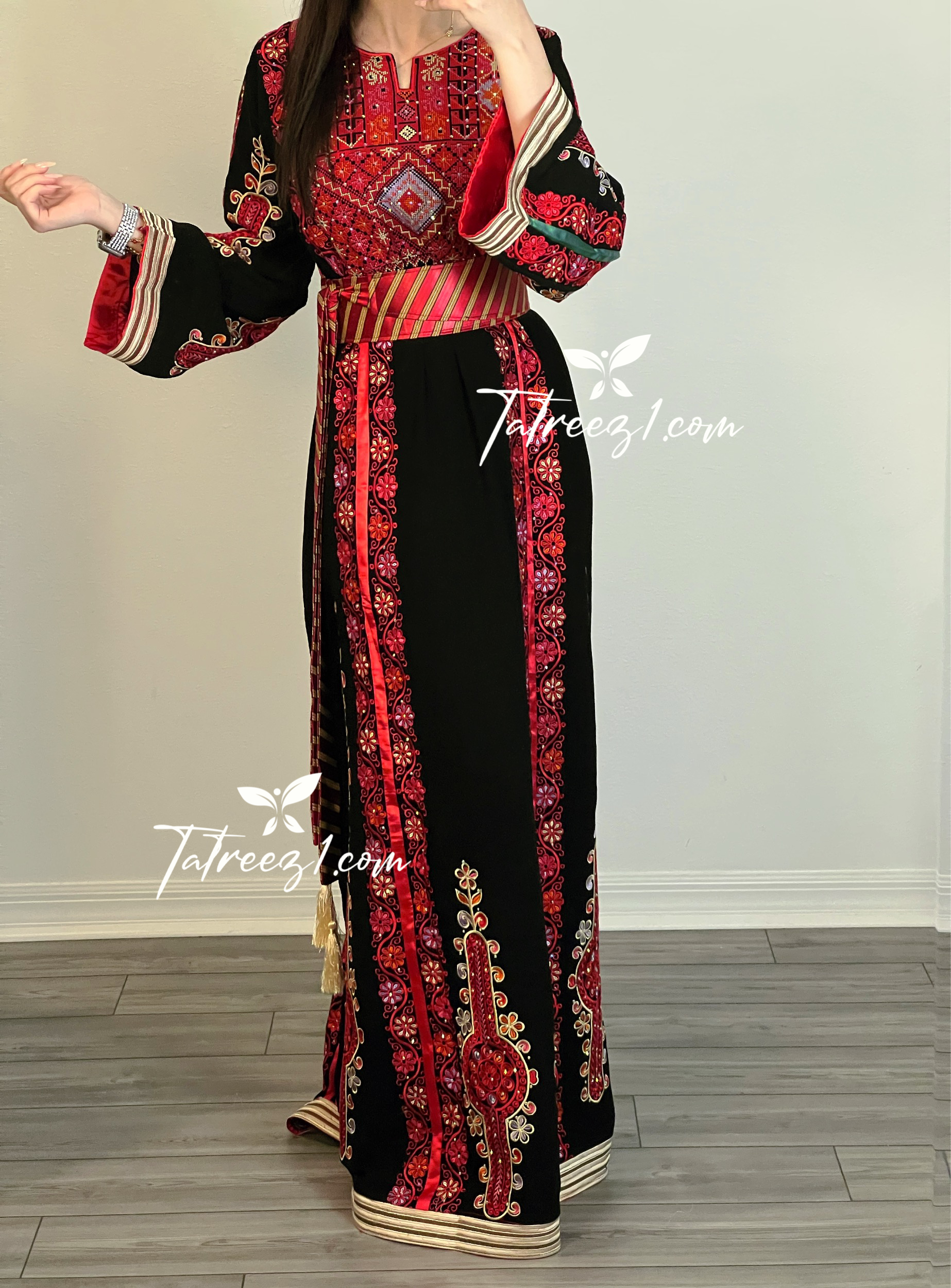 Red & Black Stylish Beautiful Palestinian Embroidery