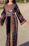 Purple Velvet Malacca Embroidered Palestinian Fellahi Thobe