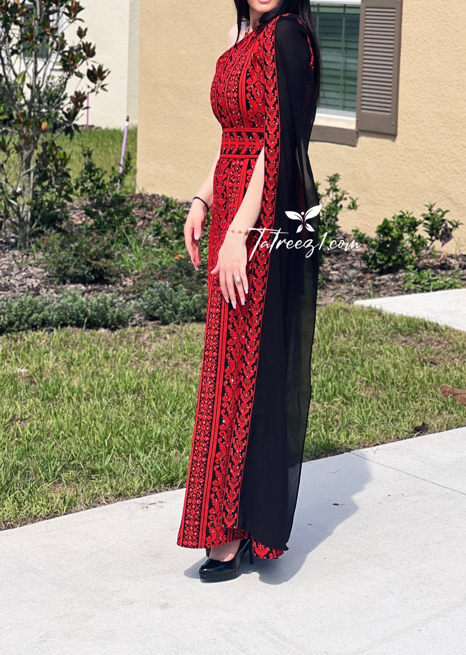 Stunning Red Carpet One Shoulder Fully Embroidery Long Dress