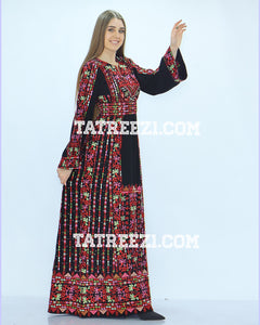 Stunning Modern Red Embroidery Thoub