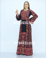 Charger l&#39;image dans la galerie, Multicolor Red Embroidered Jordanian Palestinian Thoub Dress
