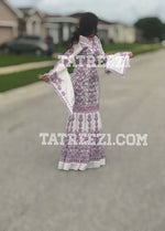 Charger l&#39;image dans la galerie, Miss Princess Off White With Purple Embroidery Long Thoub Dress
