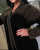 Gold Hand stitched embellishment Black Velvet in