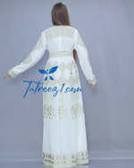 Load image into Gallery viewer, Stunning Chiffon White &amp; Gold  Embroidery Long Maxi Thoub
