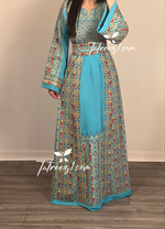 Charger l&#39;image dans la galerie, Stunning Turquoise Embroidery Traditional Long Thoub
