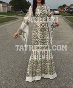 Load image into Gallery viewer, Miss Princess Off White With Green Embroidery Long Thoub Dress
