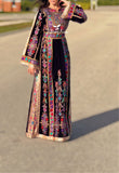 Purple Velvet Malacca Embroidered Palestinian Fellahi Thobe
