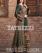 Load image into Gallery viewer, New Collections Green Embroidered Thobe Jordanian Palestinian Thoub Dress
