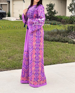 The Lavender Astonishing Palstainen Embroidery Traditional Long Thoub