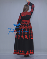 Load image into Gallery viewer, Stunning Chiffon Red &amp; Black Embroidery Long Maxi Thoub
