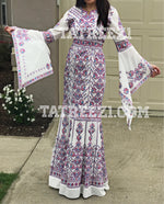 Load image into Gallery viewer, Miss Princess Off White With Purple Embroidery Long Thoub Dress
