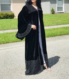 Hand stitched embellishment Black Velvet in Silver