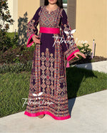 Load image into Gallery viewer, Purple With Reversible Belt Embroidered Palestinian Fellahi Thobe
