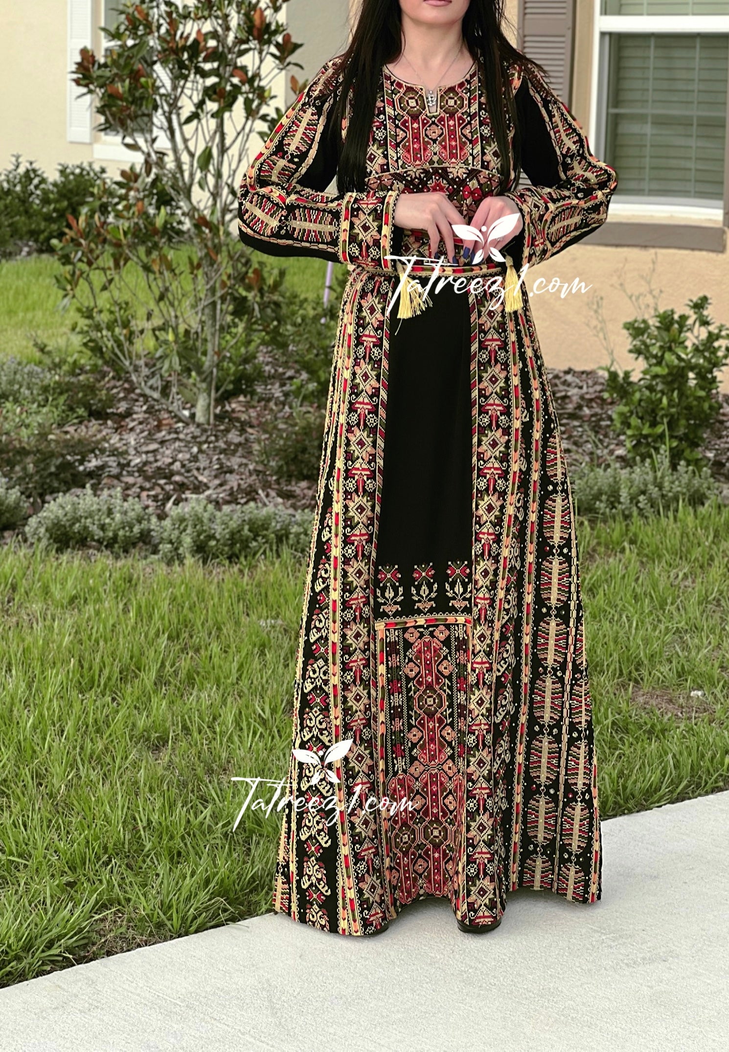 Gold Tatreez Stunning Traditional Embroidered Palestinian Fellahi Thobe