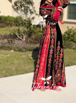 Load image into Gallery viewer, Black Velvet Malacca  Embroidered Palestinian Fellahi Thobe
