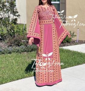 Pink Traditional Embroidered Palestinian Fellahi Thobe