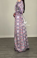 Load image into Gallery viewer, Purple Embroidery Stunning Kashmir Sleeve with Reversible Belt Stone Thobe
