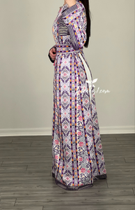 Purple Embroidery Stunning Kashmir Sleeve with Reversible Belt Stone Thobe